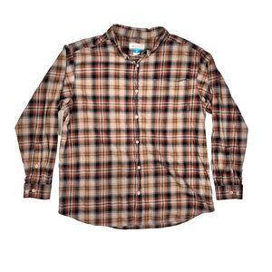 Columbia Plaid Flannel Long Sleeve Button-Up Shirt Pockets Cotton XXL Men's